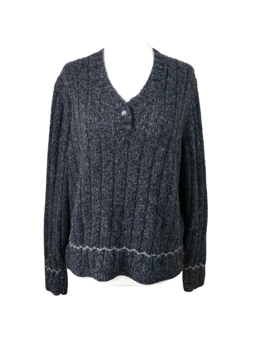 Woolrich Devan Henley Sweater Black Heather Wool Blend Women’s Medium